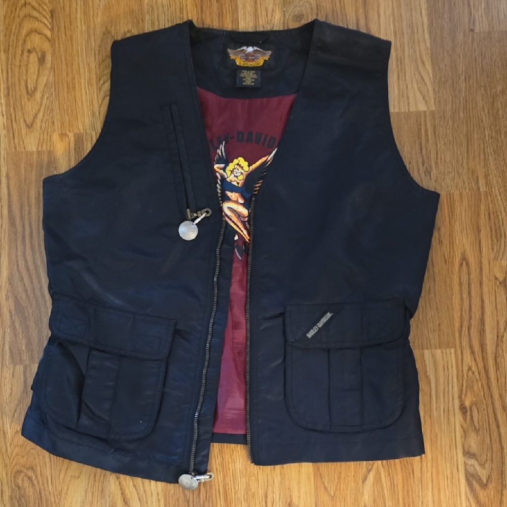 Harley-Davidson Black Vest with Graphic Lining